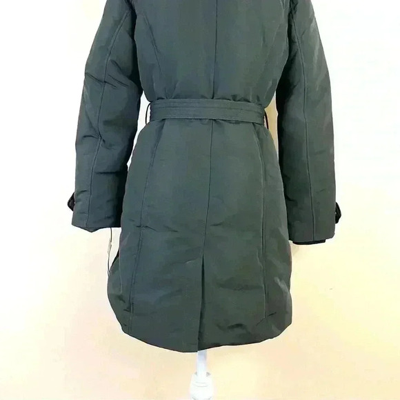 NWT Lauren Ralph Lauren Green Faux Fur Hood Tie Waist Puffer Parka Coat Size S - Picture 14 of 16